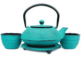 Turquoise Rings Cast Iron Teapot Set